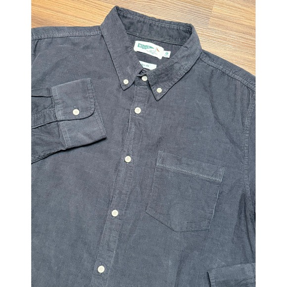 Wellen Other - Wellen Slim Fit Corduroy Button Down Shirt Charcoal Grey Organic Cotton Sz L